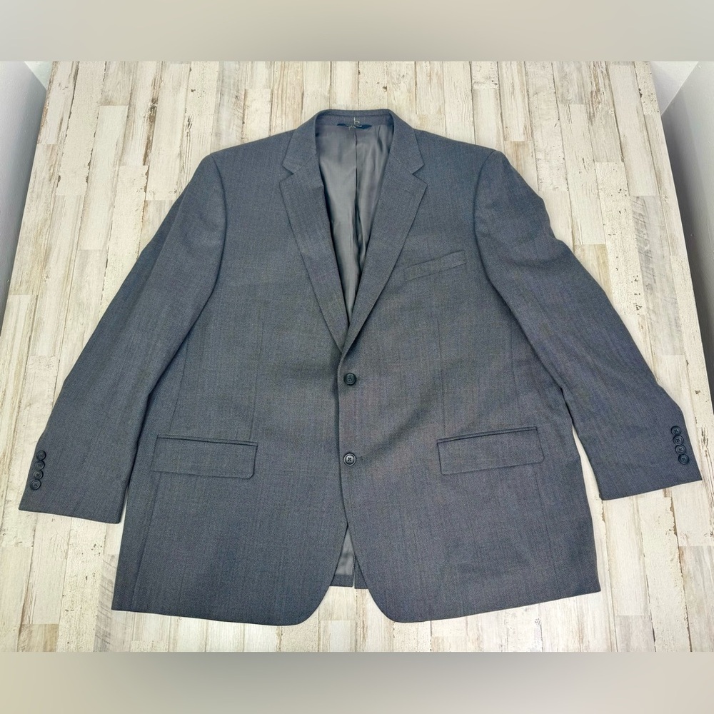 Joseph & Feiss Gold 52R Gray 100% Wool Blazer Jacket Sport Coat